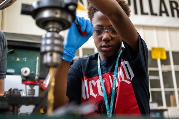 Camper in machine shop